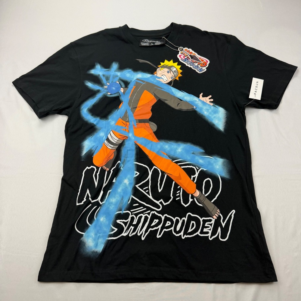 Reason Naruto Shippuden T-Shirt Mens Large Black Graphic Tee Rasengan PacSun NWT